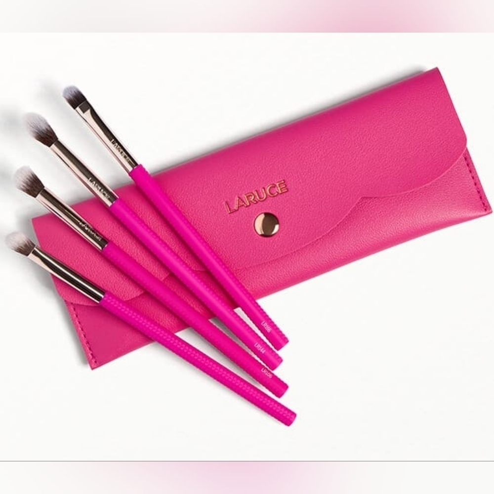LARUCE Beauty Kayla 4 Piece Hot Pink Eye Makeup Brush Set